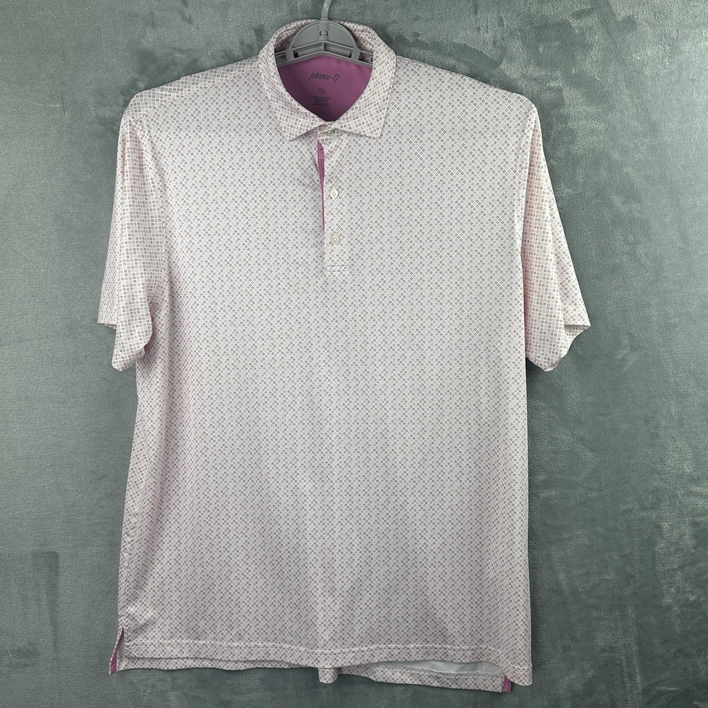 Johnnie O Polo Pink Square Dot‎ Pattern Shirt XL